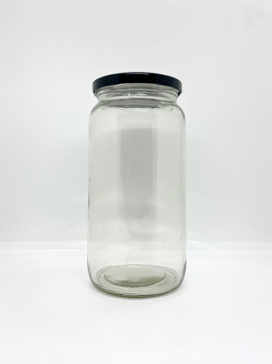 1010mL. Clear Round Straight Cut Glass Jar and Lid (Net Fill Capacity: 940mL.+/-)