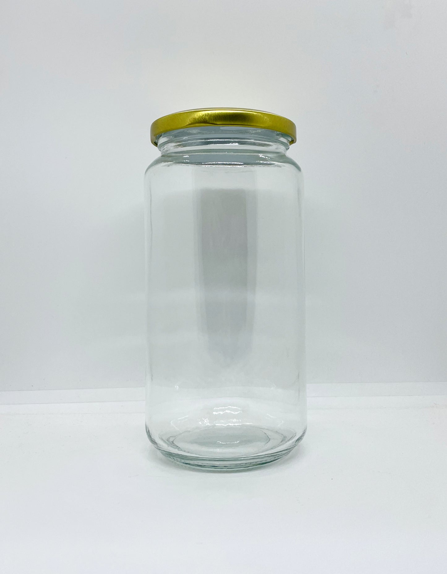 1030mL. Clear Round Straight Cut Glass Jar and Lid (Net Fill Capacity: 950mL.+/-)