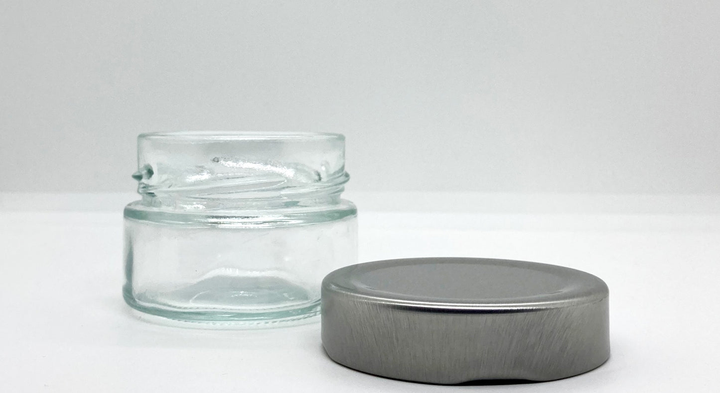 110mL. Clear Round Straight Cut Glass Jar and Deep Lid