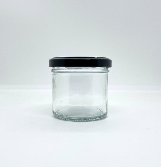 110mL. Clear Round Straight Cut Glass Jar/Thin lid (Net Fill Capacity: 85mL.+/-)