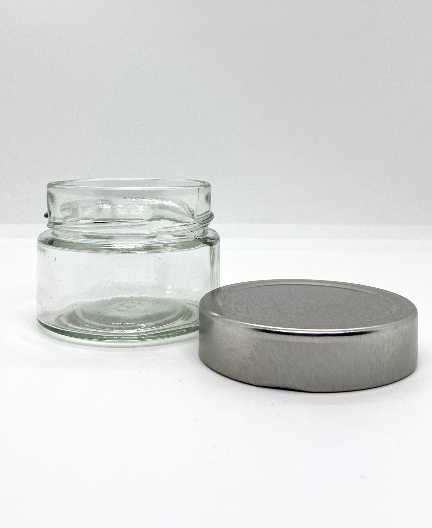 150mL. Clear Round Straight Cut Glass Jar and Deep Lid