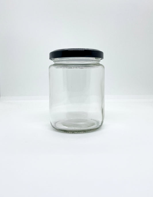 230mL. Clear Round Straight Cut Glass Jar and lid (Net Fill Capacity: 190mL.+/-)