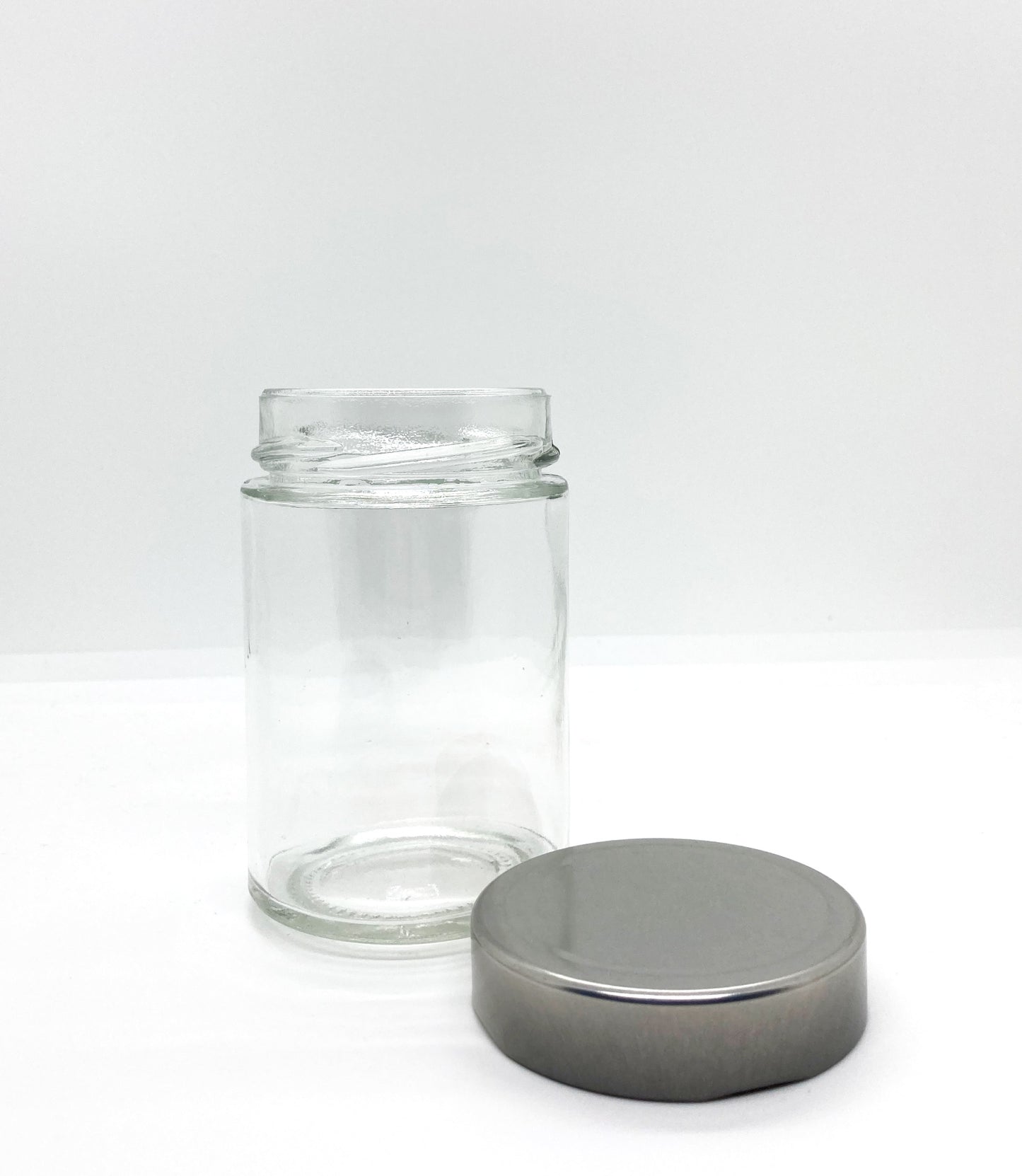 260mL. Clear Round Straight Cut Glass Jar and Deep Lid
