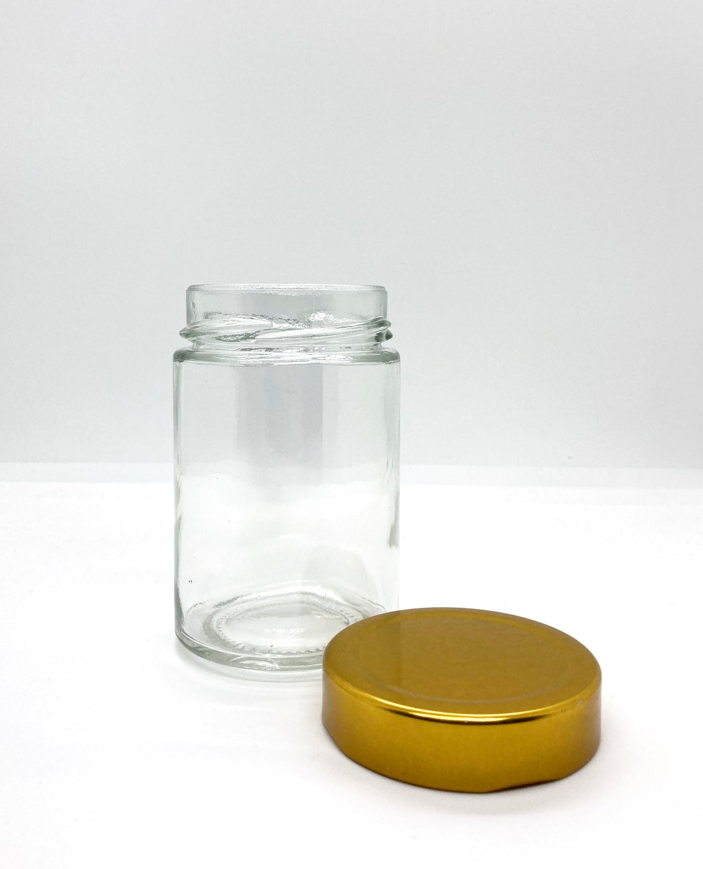 260mL. Clear Round Straight Cut Glass Jar and Deep Lid