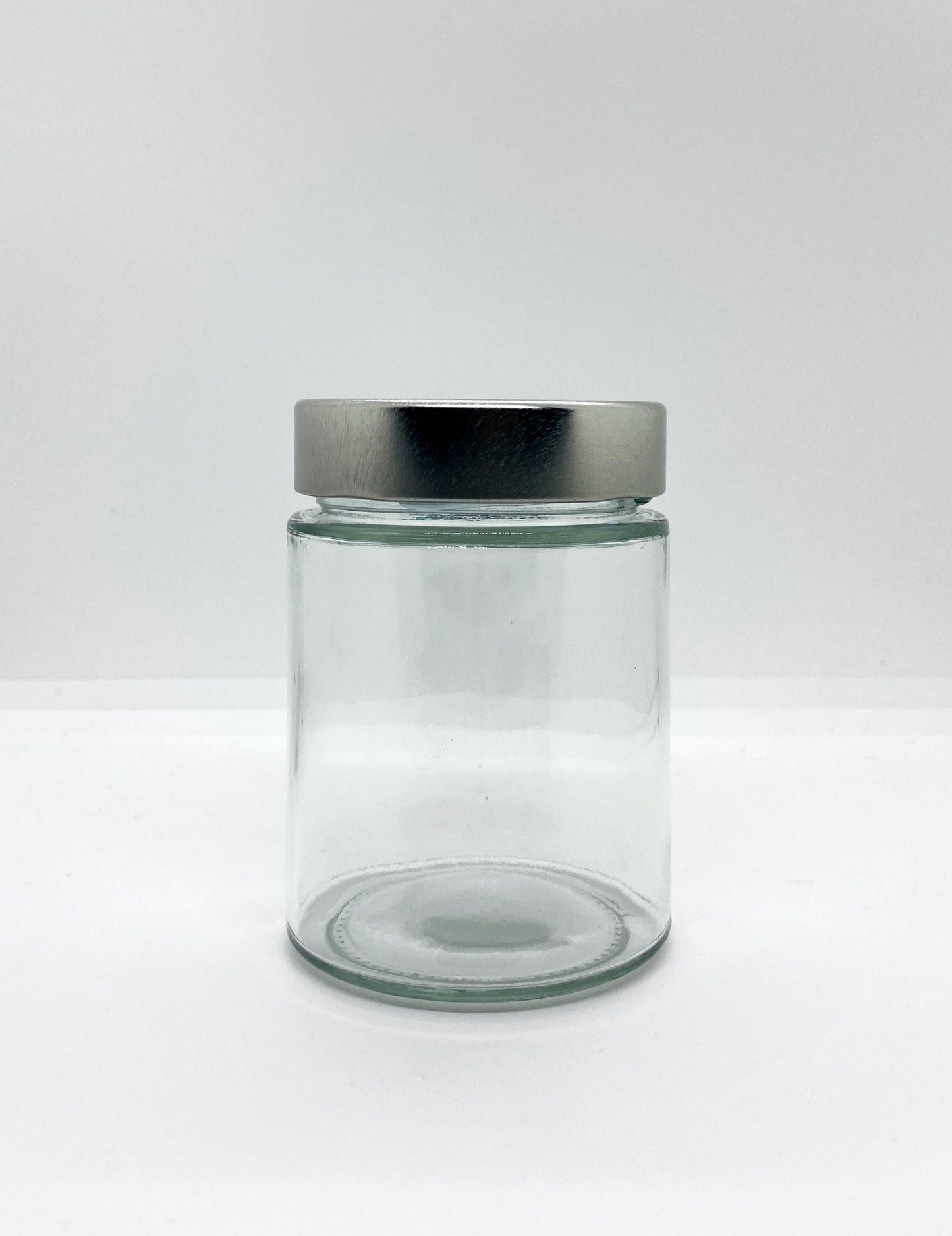 340mL. Clear Round Straight Cut Glass Jar and Deep Lid
