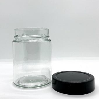 340mL. Clear Round Straight Cut Glass Jar and Deep Lid