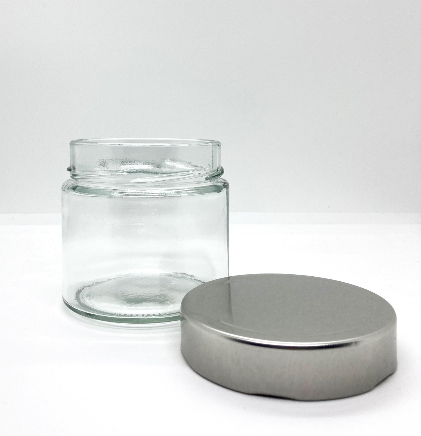 350mL. Clear Round Straight Cut Glass Jar and Deep Lid