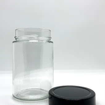 400mL. Clear Round Straight Cut Glass Jar and Deep Lid