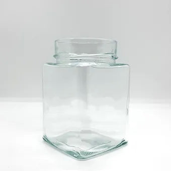 420mL. Clear Square Straight Cut Glass Jar and Deep Lid