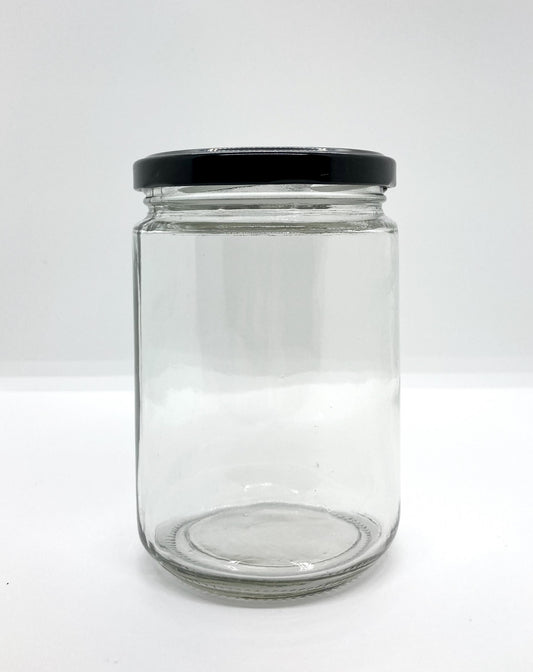 560mL. Clear Round Straight Cut Glass Jar and Lid