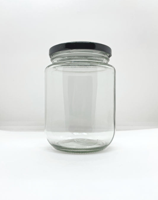 730mL. Clear Round Straight Cut Glass Jar and Lid (Net Fill Capacity: 700mL.+/-)