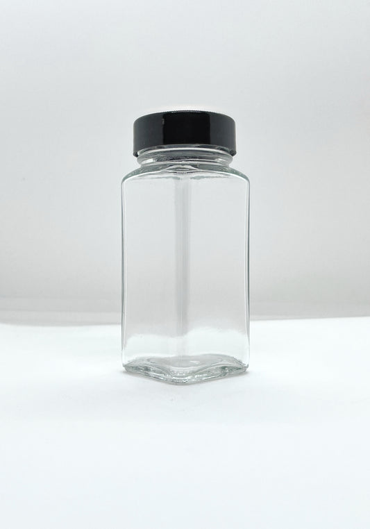 130mL Clear Glass Square Spice Jar and Cap